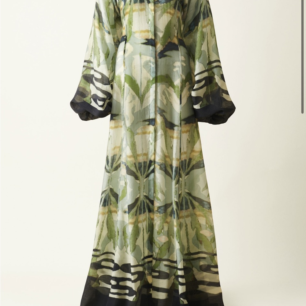RARE H&M conscious collection. Lightweight maxi dress blue green print.